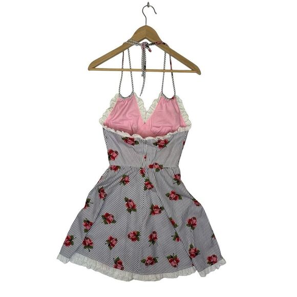 DENISE ARE HERE! Vintage Blue & White Striped Mini Dress Size 5/6 - Picture 7 of 12